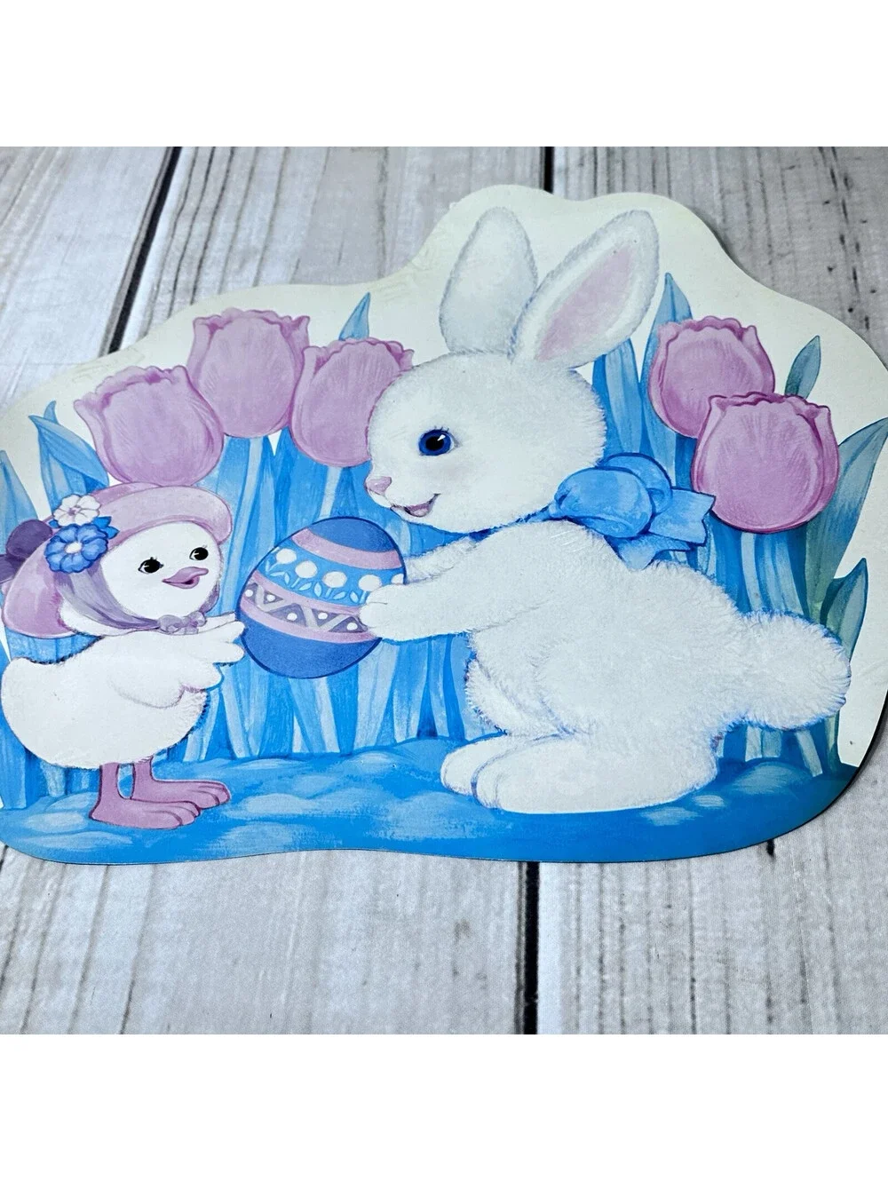 Vintage Lot of 3 Amscan Die-cut Easter Cutouts 16” Chick Bunny Eggs Spring 1983